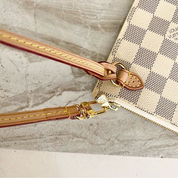 LOUIS VUITTON Damier Azur (Neverfull MM ) Pouch Bag 💼 AR1158 - Picture 9 of 16